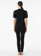 Blusa Malha e Couro Sintético - BORDA BARROCA / M