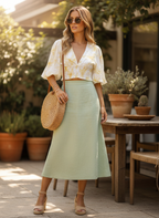 Blusa Cropped Estampada Floral V-Neck - DRESS TO / PP