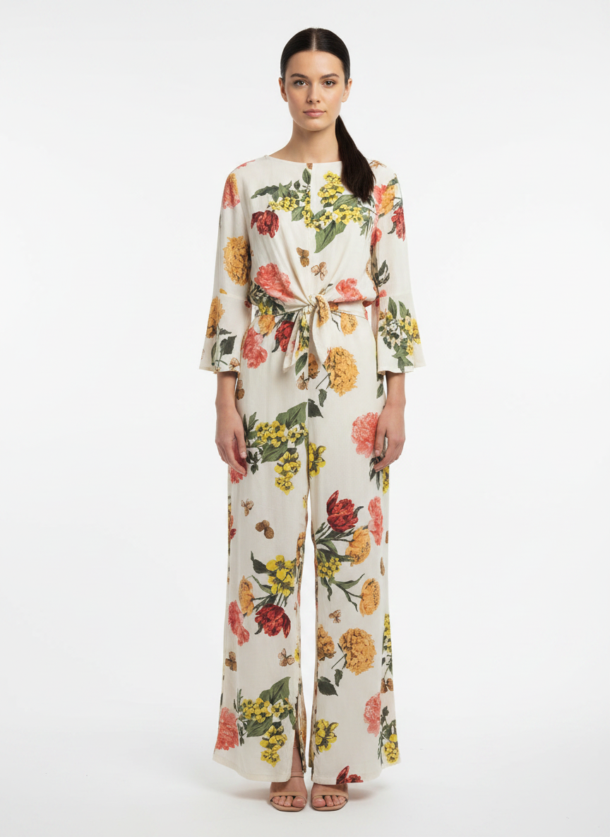 Conjunto Floral Maxi com Amarração e Fendas Frontais - CHEROY / M