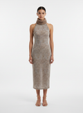 Vestido Midi halter com Gola Alta