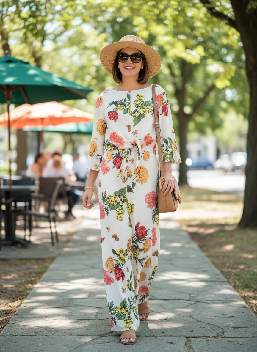 Conjunto Floral Maxi com Amarração e Fendas Frontais - CHEROY / M