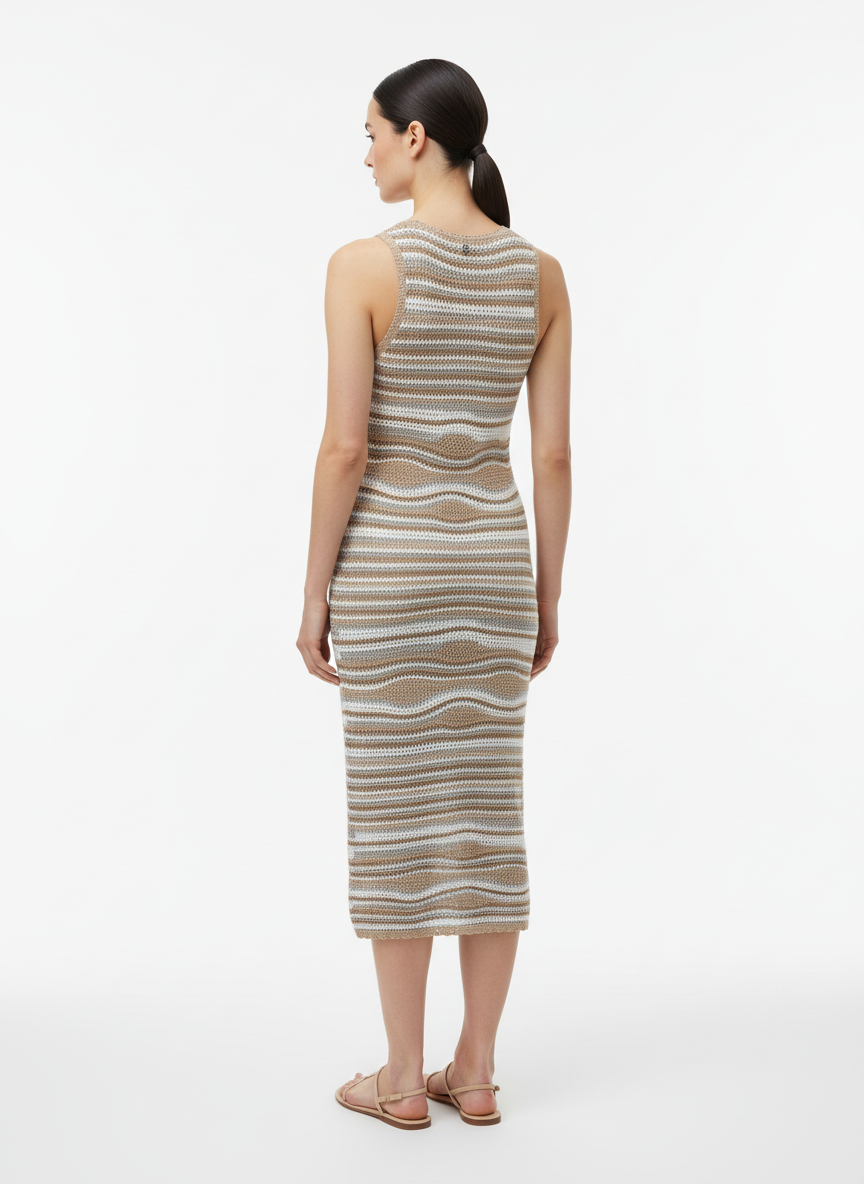 Vestido Midi Tricô Listrado - Animalle/U