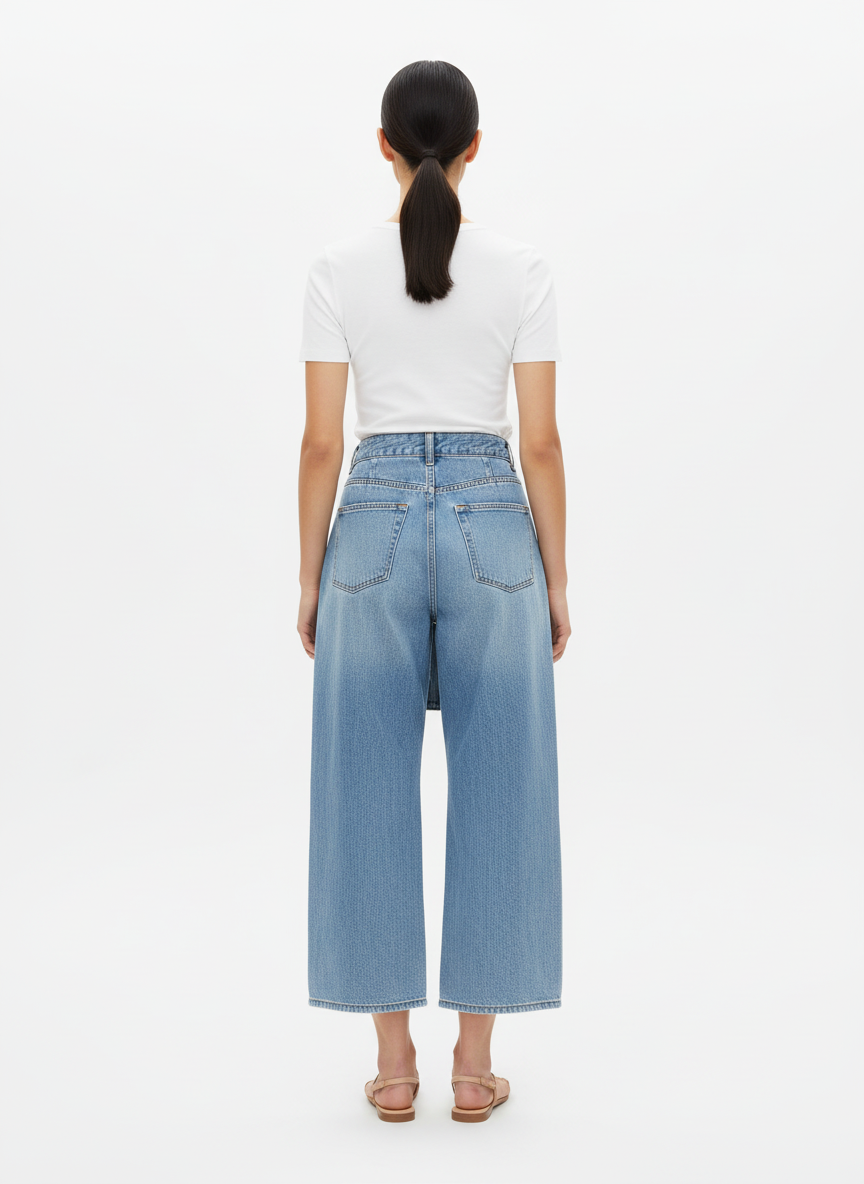Calça jeans wide leg cinto com fivela - SACADA | 38