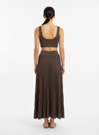 Vestido longo tricot brilho costas nua marrom - Animale/P