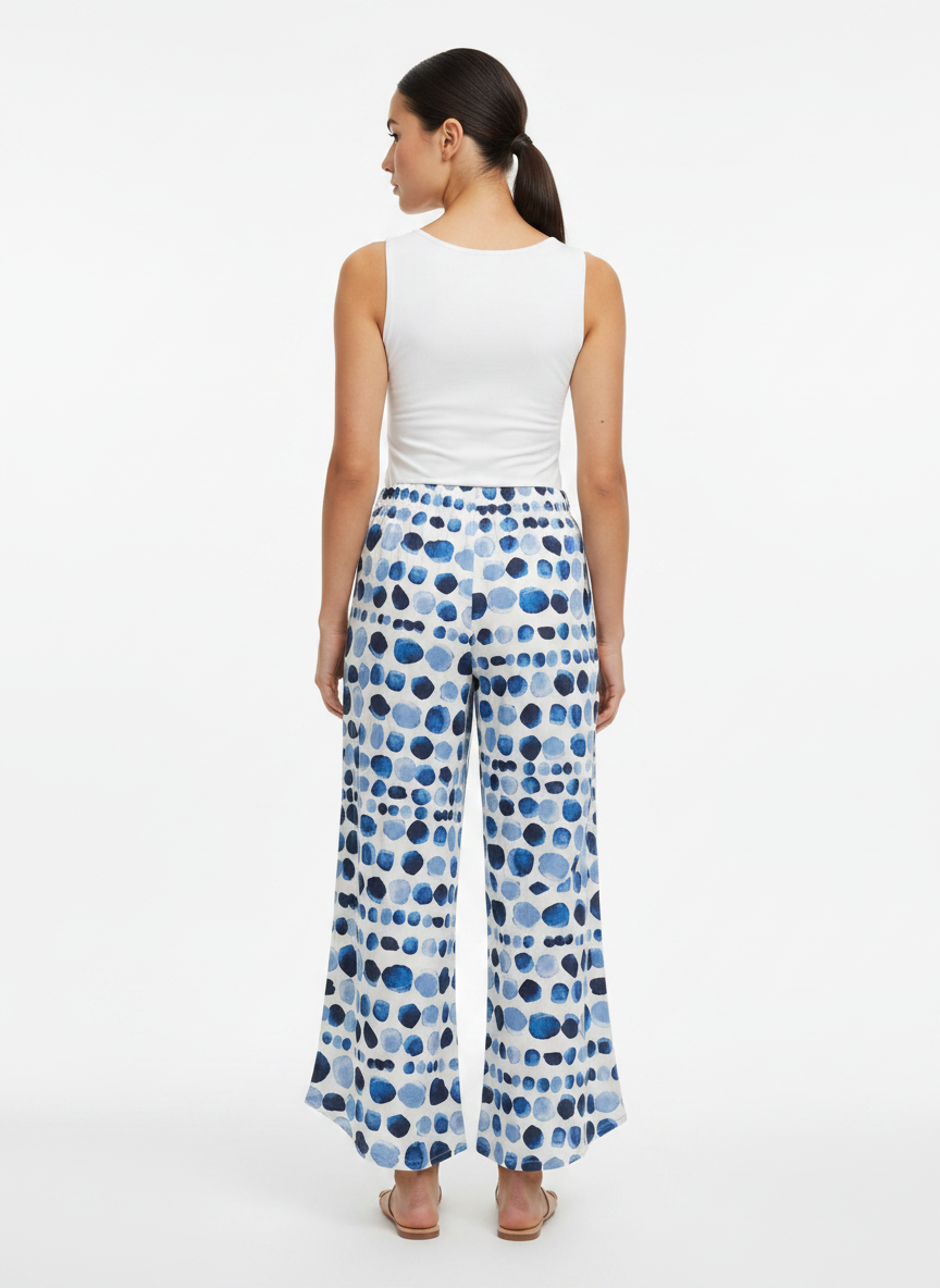 Calça Pantacourt Estampada Fluida - M