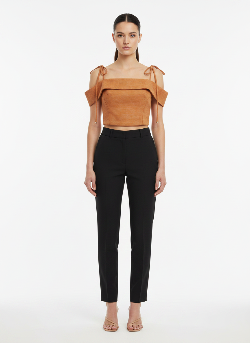 Blusa Cropped Ombro a Ombro Texturizada - Frutacor / M