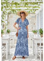 Vestido Longo Estampado Viscose Decote V - DRESS TO / G