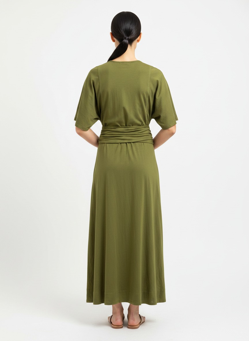 Vestido Midi Viscose Folgado Verde Oliva - ANIMALE / G