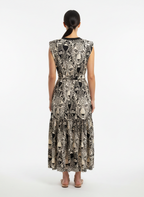 Vestido Midi Animal Print com Amarração - FARM / M