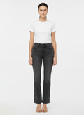 Calça Jeans Flare Preta com Botões na Lateral- Caos/36