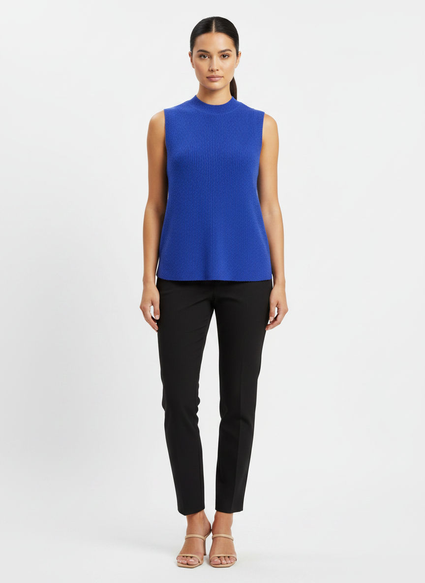 Blusa sem manga tricot canelada azul-royal - ANIMALE JEANS | P