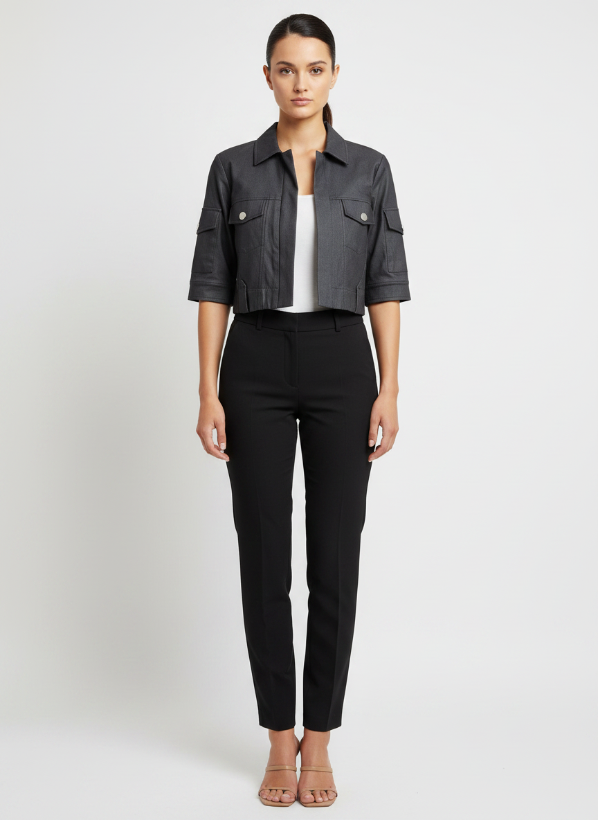 Camisa encurtada utilitária zíper frontal preta - CAOS | M