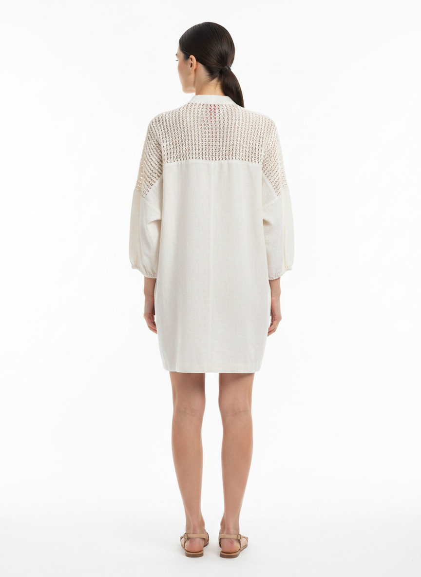 Romper Curto de Linho com Crochê - DRESS TO / G