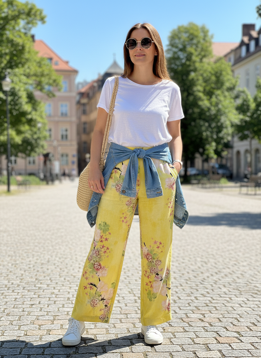 Calça Pantalona Estampada Fluida - MOÇA BONITA / M