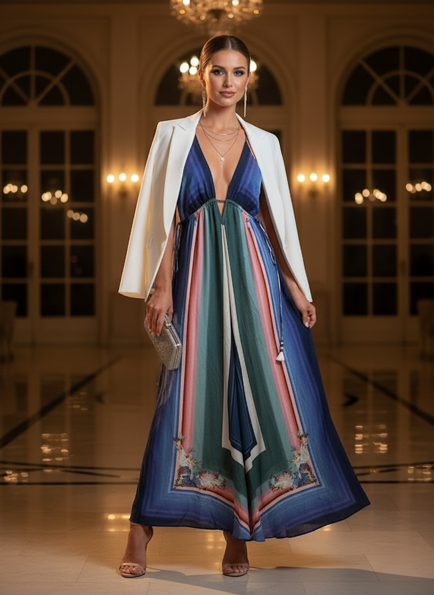 Vestido Maxi Fluido Estampado Ombré - FARM / M