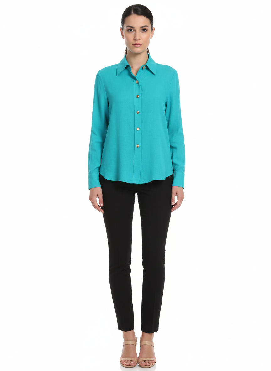 Blusa Social Fluida Turquesa - MANIE / P