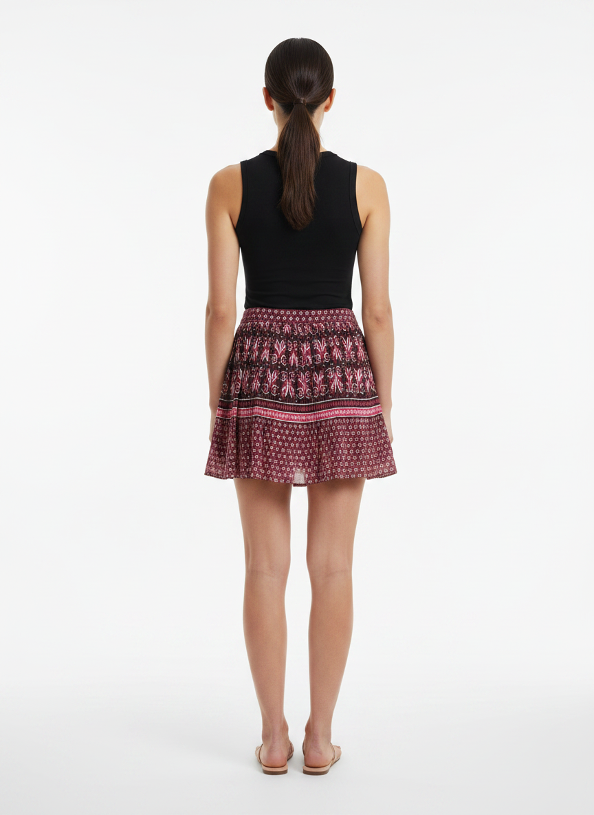 Saia Mini Plissada Estampa Boêmia - DRESS TO / P