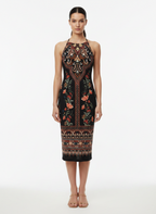 Vestido Midi Estampado Étnico Halterneck - FARM / M