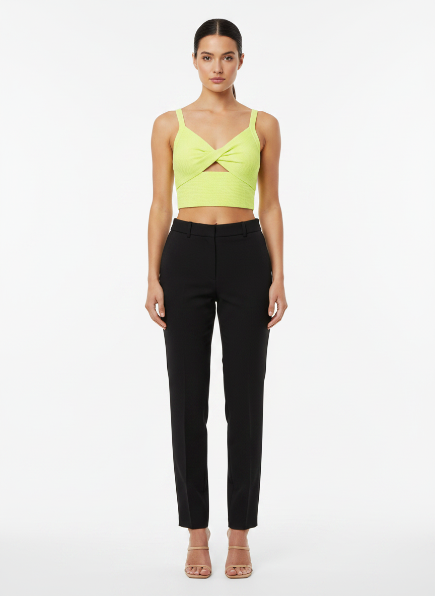 Cropped tricot canelado transpassado verde limão - SKUNK | M