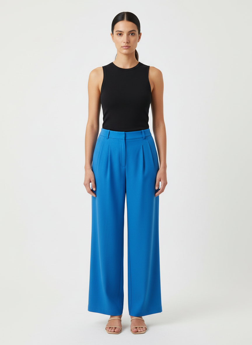 Calça Alfaiataria Azul com Pregas - Skunk/36