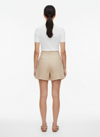 Short de Linho com Pregas Bege /P