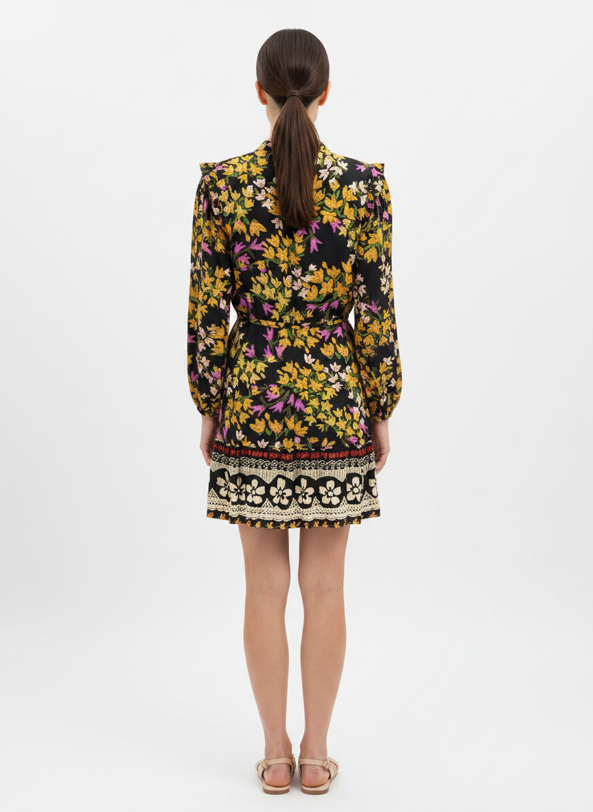 Vestido Boho Floral com Amarração na Cintura - FARM / M
