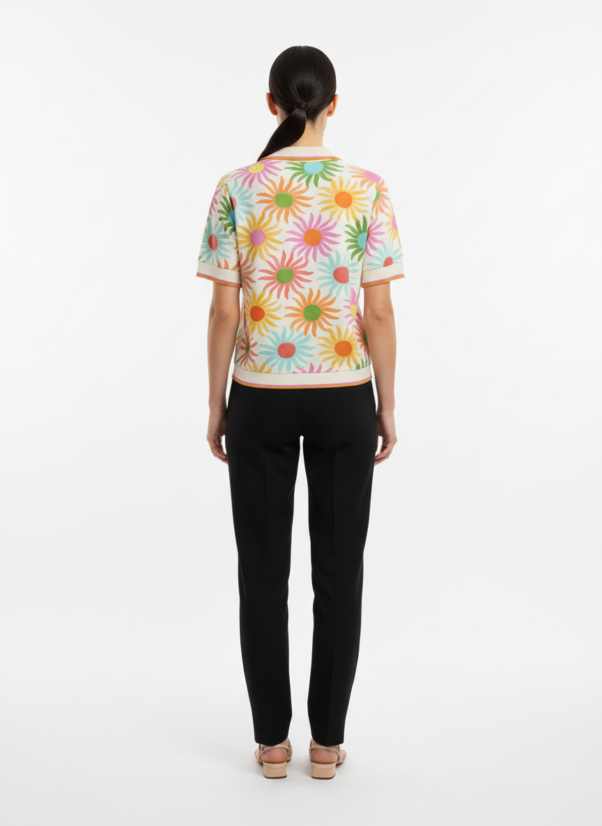 Blusa polo gola tricot estampa floral - FARM | M