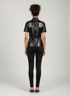 Blusa Gola Alta Preta Texturizada - Canal/M