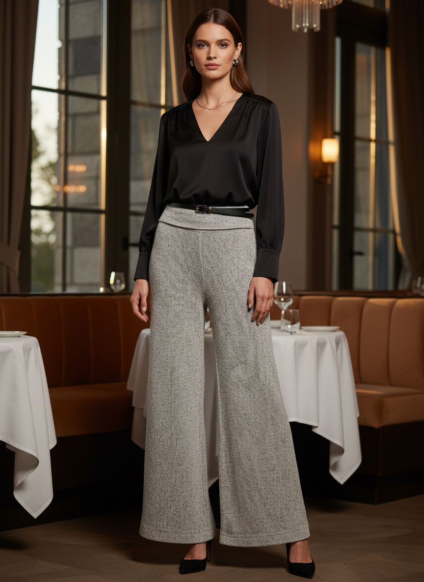 Calça Wide Leg Knit Texturizada - DZARM / P