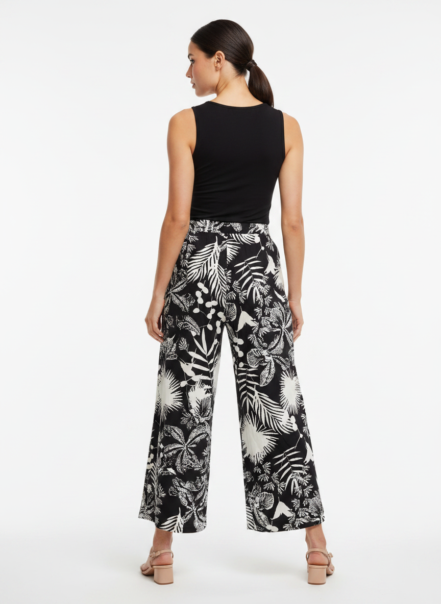 Calça Pantacourt Estampada Tropical - CANTÃO / M