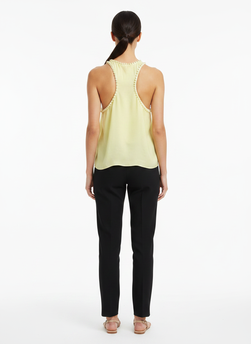 Blusa Regata Fluida Amarelo Claro com Pompons - DRESS TO / P