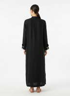 Vestido Chemise Maxi Preto Liso Casual - ALPHORRIA / GG