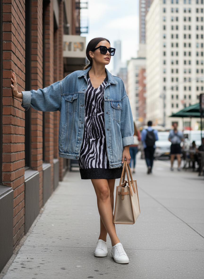 Vestido Zebra Curto com Bordados - AMBICIONE / M