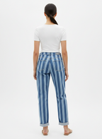 Calça Jeans Listrada Mom Fit - CANTÃO / 38