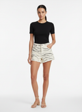 Shorts Jeans de Cintura Alta Estampa Zebra - Canal/36