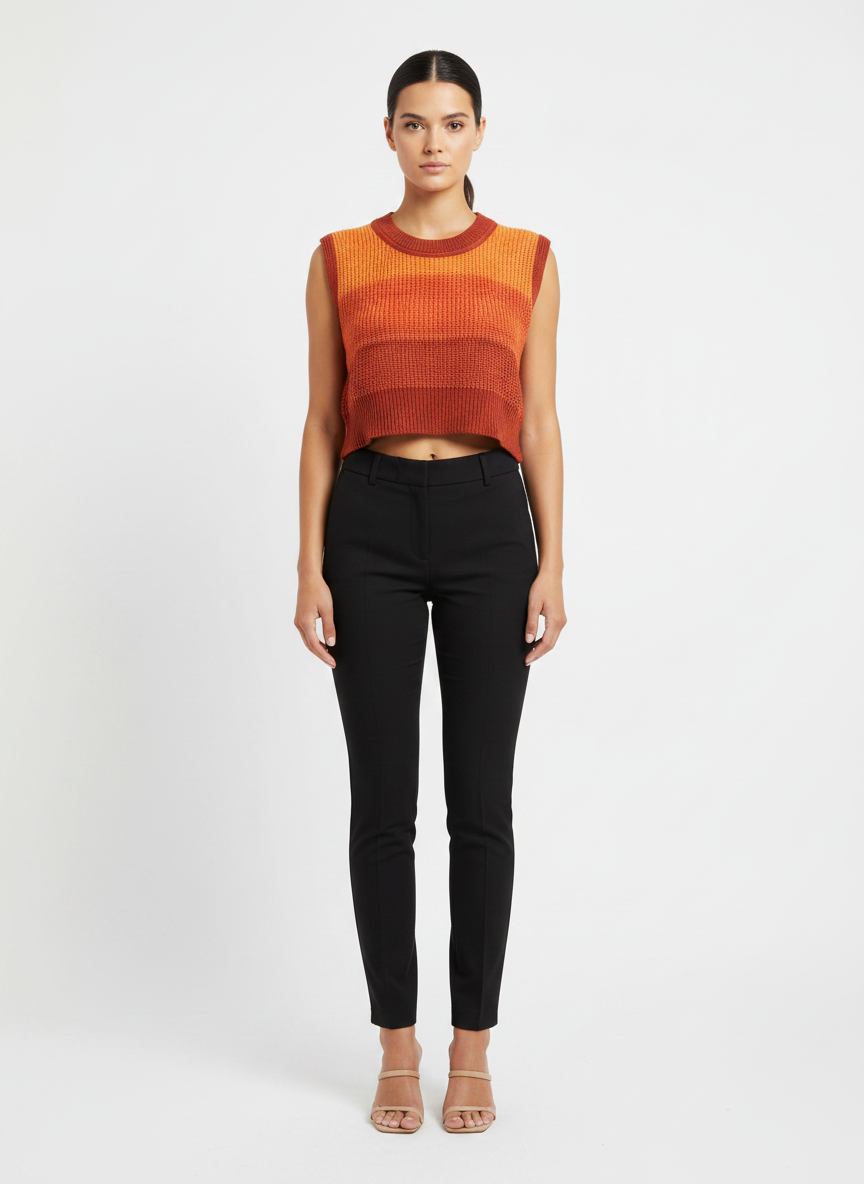 Blusa sem manga tricot canelada gola careca laranja dregadê - ALL IS LOVE | P