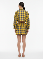 Conjunto Cropped Flanela Xadrez Escocês Amarelo e Preto - Skazi/P