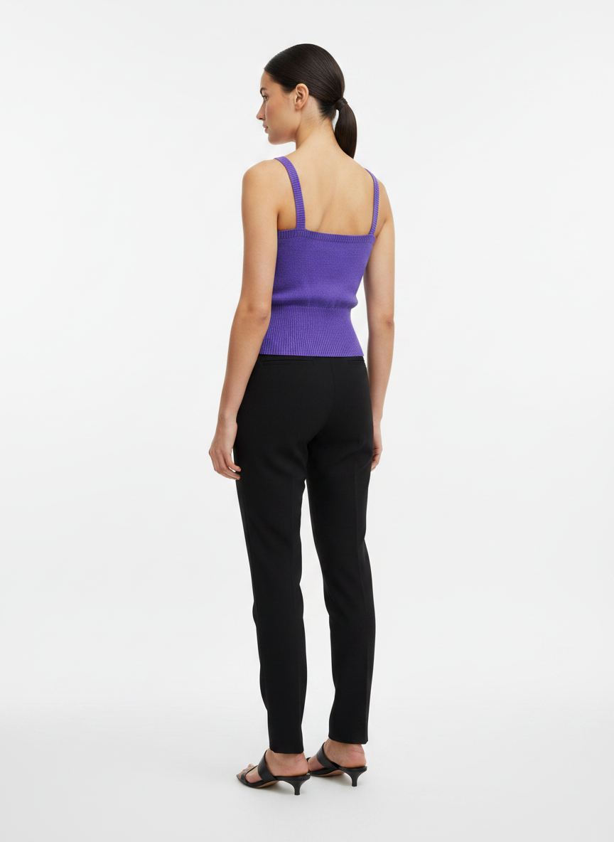 Regata tricot canelado decote v roxa - CASUALLI | P