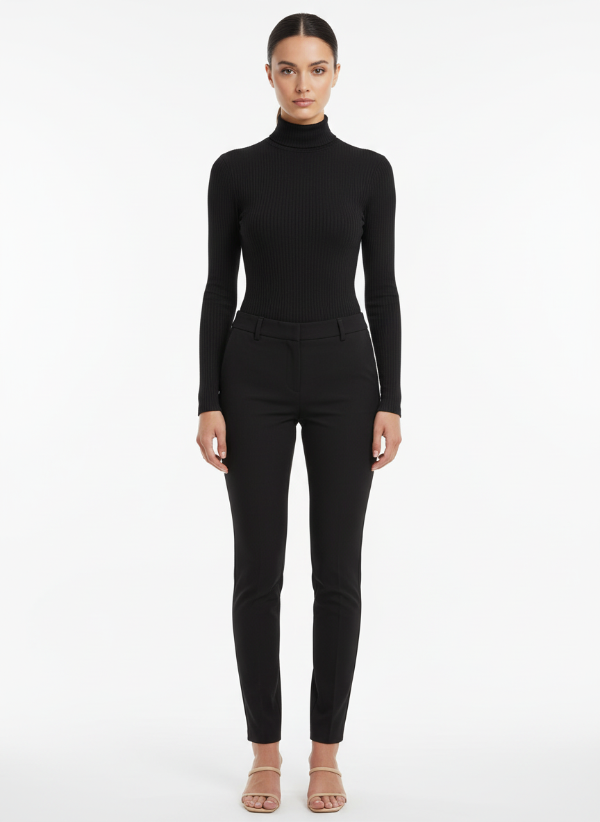 Body Gola Alta Canelado Feminino Preto - CANAL / P