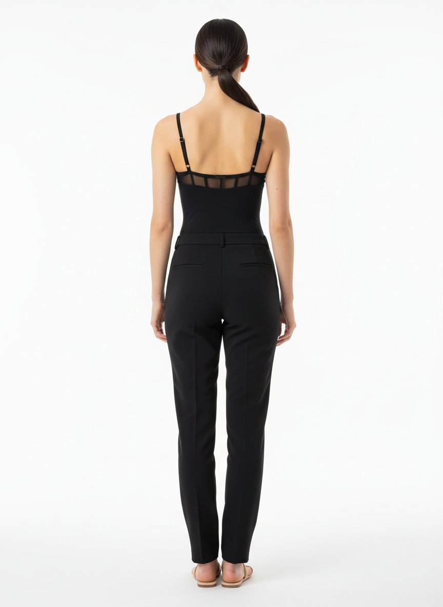 Body Feminino Preto com Tule Transparente - Canal / M