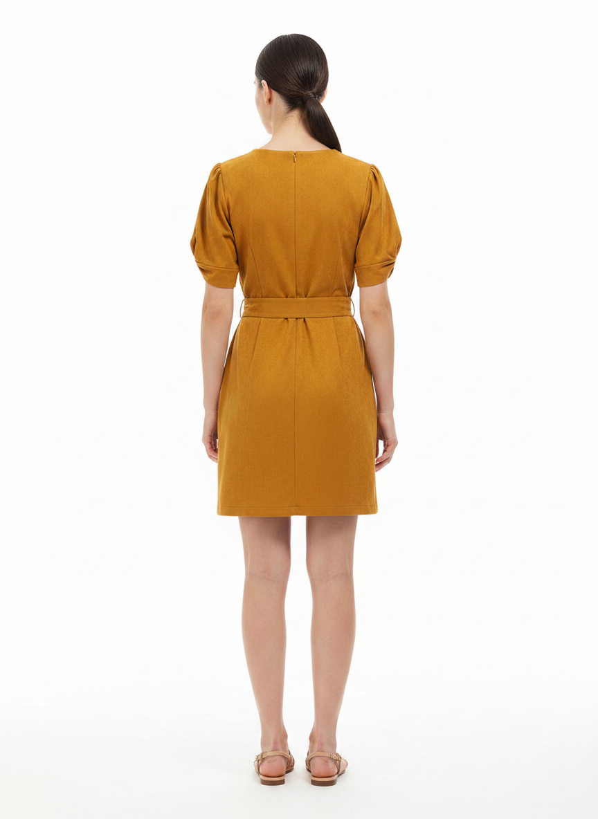 Vestido Faux Suede Mostarda com Cinto - INSP / G