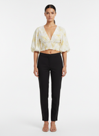 Blusa Cropped Estampada Floral V-Neck - DRESS TO / PP