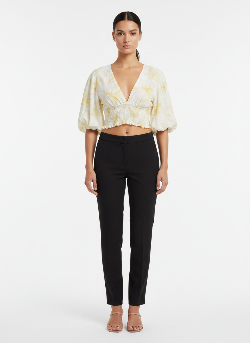 Blusa Cropped Estampada Floral V-Neck - DRESS TO / PP