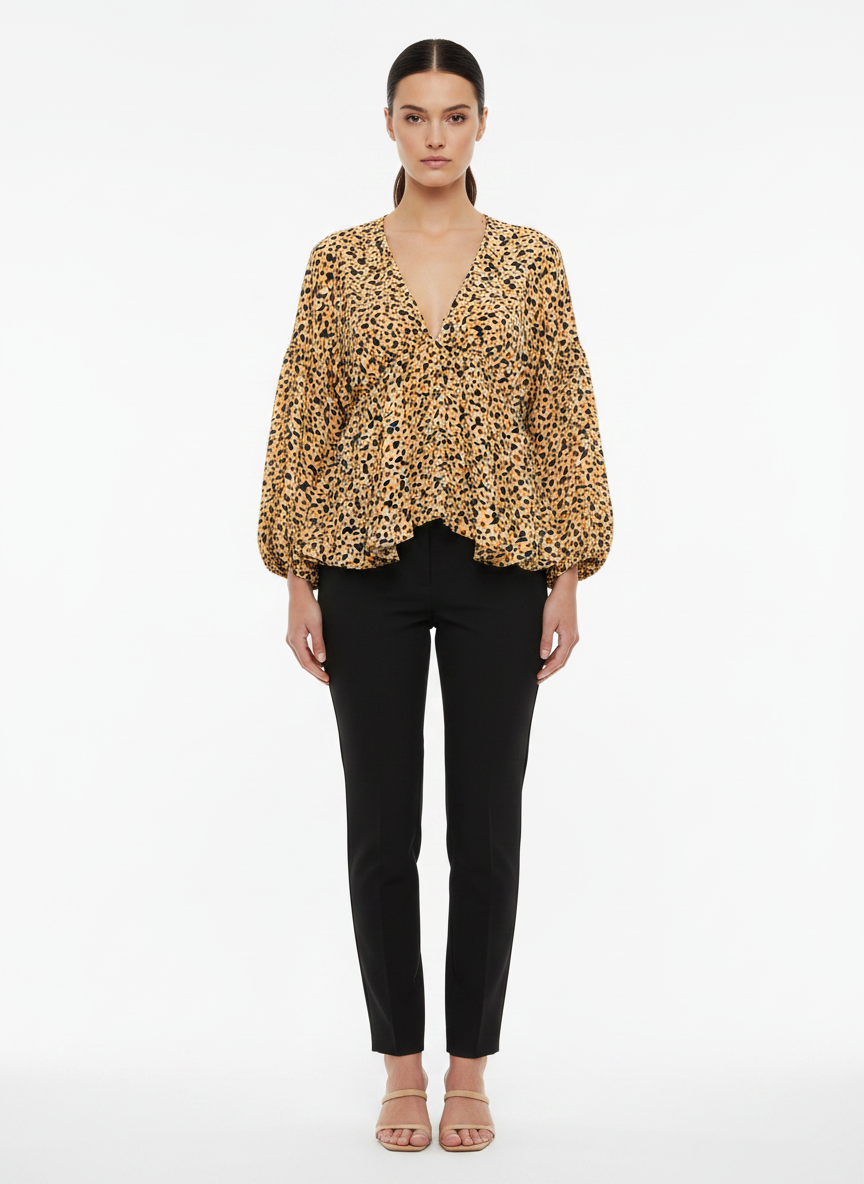 Blusa Estampada Decote V Manga Bufante - ANIMALE / 42