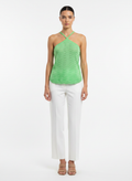 Blusa tricot alça textura ondulada brilho verde - ANIMALE JEANS | P
