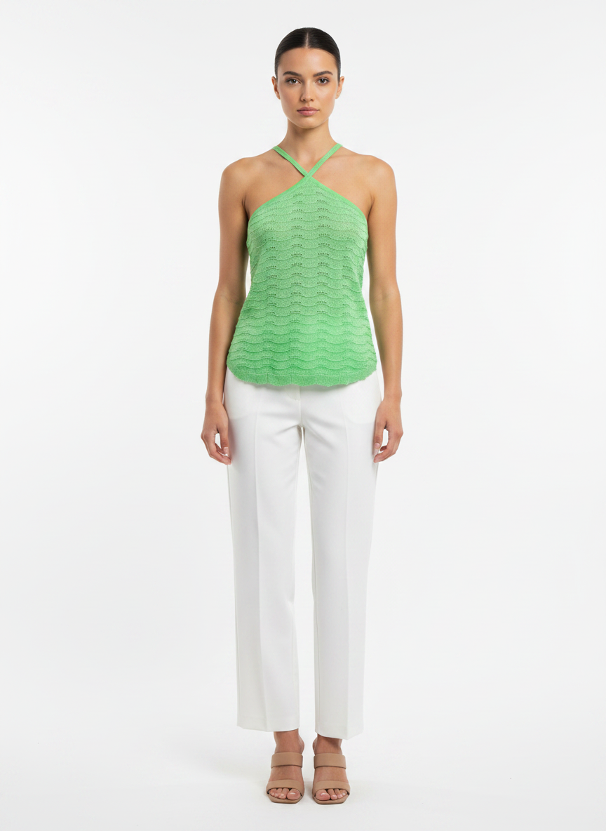 Blusa tricot alça textura ondulada brilho verde - ANIMALE JEANS | P