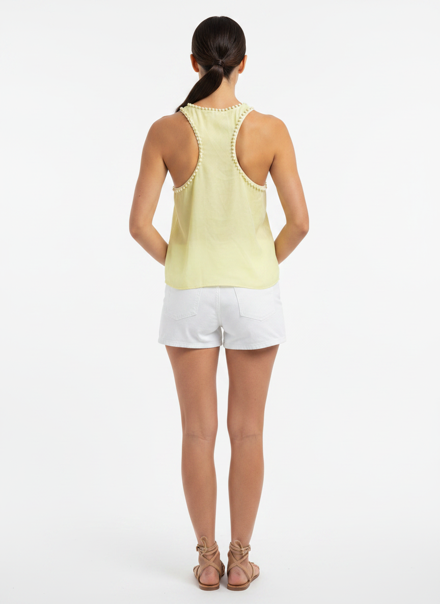 Blusa Feminina Amarela Leve com Pompons - DRESS TO / P