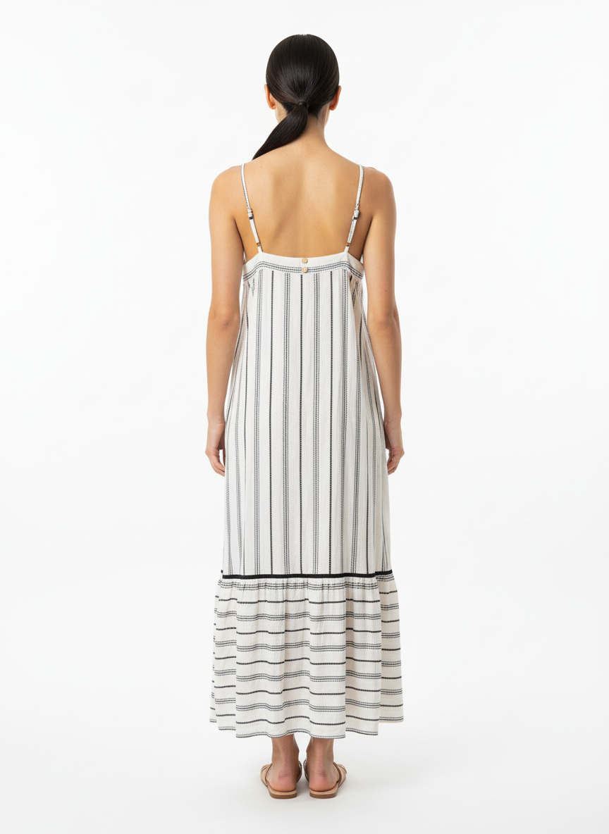 Vestido alça listrado textura branco - DRESS TO | G