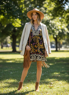 Vestido Boho Floral com Amarração na Cintura - FARM / M