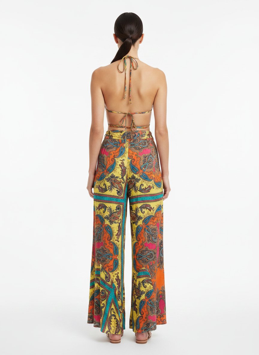 Conjunto Maxi Estampado Halter Neck Boho Chic - DRESS TO / P